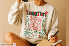 The Greatest Gift Of All SVG Christian Christmas Quote PNG Product Image 3