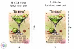 Watercolour Cocktail Recipe PNG | Christmas Kitchen Towel Product Image 2
