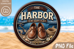 The Harbor Is My Happy Place PNG - Round Summer Coaster Product Image 1