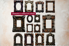 Harvest of Haunts: 60 Halloween Gothic Frame PNGs Product Image 9