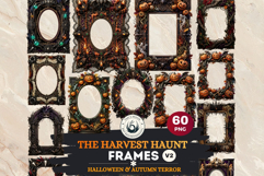 Harvest of Haunts: Halloween Gothic Frame PNGs Product Image 1