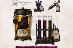 Haunted Apothecary Clipart Witchy Poison Bottles PNG Product Image 10