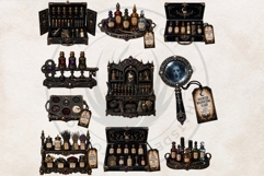 Haunted Apothecary Clipart Witchy Poison Bottles PNG Product Image 4