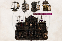 Haunted Apothecary Clipart Witchy Poison Bottles PNG Product Image 9