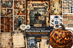 The House of Horror Halloween Junk Journal Kit Gothic sheets Product Image 1