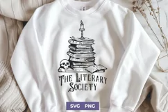 The Literary Society SVG PNG | Gothic Bookshelf Stack Design Product Image 1