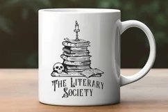 The Literary Society SVG PNG | Gothic Bookshelf Stack Design Product Image 3