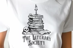 The Literary Society SVG PNG | Gothic Bookshelf Stack Design Product Image 2
