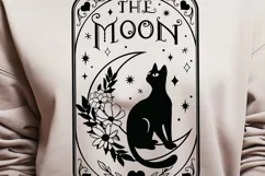 the moon floral moon and cat tarot card