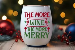 The More Wine The More Merry SVG ,Christmas Wine SVG Design Product Image 2