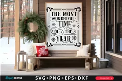 The Most Wonderful Time SVG , Farmhouse Christmas SVG Design Product Image 1