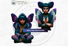 Dark Neon Fairy Clipart Cyberpunk Fae PNG Set Product Image 10