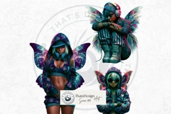Dark Neon Fairy Clipart Cyberpunk Fae PNG Set Product Image 11