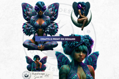 Dark Neon Fairy Clipart Cyberpunk Fae PNG Set Product Image 13