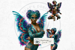 Dark Neon Fairy Clipart Cyberpunk Fae PNG Set Product Image 15