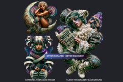 Papier Mache Rococo Fairy Fantasy Clipart Set Product Image 3