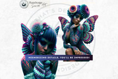 Dark Neon Fairy Clipart Cyberpunk Fae PNG Set Product Image 4