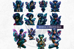 Dark Neon Fairy Clipart Cyberpunk Fae PNG Set Product Image 5