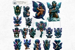 Dark Neon Fairy Clipart Cyberpunk Fae PNG Set Product Image 7