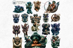 Papier Mache Rococo Fairy Fantasy Clipart Set Product Image 7