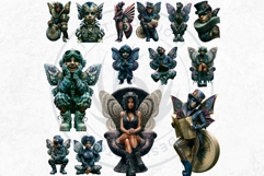 Papier Mache Steampunk Rococo Fairy Clipart Set Product Image 7