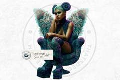 Dark Neon Fairy Clipart Cyberpunk Fae PNG Set Product Image 8