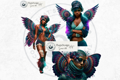 Dark Neon Fairy Clipart Cyberpunk Fae PNG Set Product Image 9