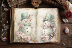 Watercolor Snowman Junk Journal Page - Pastel Digital Paper Product Image 2