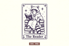 Raccoon Tarot Card SVG - The Reader PNG - Book Lover Design Product Image 1