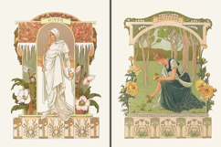 4 Vintage Art Nouveau Ornamental Artworks of the Seasons Product Image 2