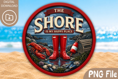 The Shore Is My Happy Place PNG - Round Summer Coaster Desig Product Image 1