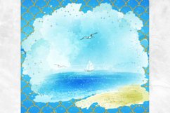 Ocean Tumbler Sublimation Design,Glitter Beach 20oz Retro Product Image 2