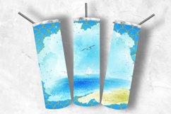 Ocean Tumbler Sublimation Design,Glitter Beach 20oz Retro Product Image 1