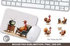 Mouse Pad Watercolor Turkey Day Off Product Image 1