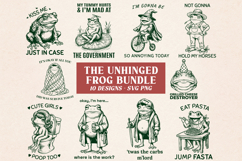 Unhinged Frog SVG Bundle, Funny Sarcastic Quotes Vintage PNG Product Image 1