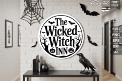 The Wicked Witch Inn SVG File | Halloween Round Sign SVG Product Image 1