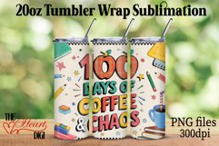 100 Days of Coffee and Chaos 20oz Tumbler, School Tumbler Product Image 1