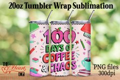 100 Days of Coffee and Chaos 20oz Tumbler Wrap PNG Product Image 1