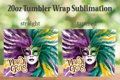 Mardi Gras 20oz Tumbler PNG, Mardi Gras Mask Tumbler Wrap Product Image 2