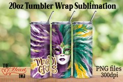 Mardi Gras 20oz Tumbler PNG, Mardi Gras Mask Tumbler Wrap Product Image 1