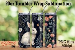 Bunny 20oz Tumbler PNG, Bunny with Flowers Tumbler PNG Product Image 1
