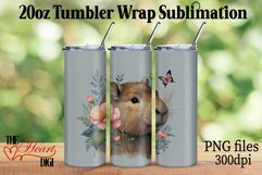 Capybara 20oz Tumbler PNG, Floral Capybara Tumbler PNG Product Image 1