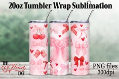 Pink Valentine Coquette Bow 20oz Tumbler Wrap, Bows Tumbler Product Image 1