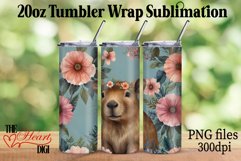 Cute Floral Capybara 20oz Tumbler PNG, Capybara Tumbler PNG Product Image 1