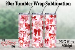 Red Valentine Coquette Bow 20oz Tumbler PNG, Product Image 1