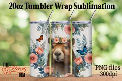 Flower Capybara 20oz Tumbler PNG, Floral Capybara Tumbler Product Image 1