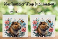 Capybara 20oz Tumbler Wrap PNG, Flower Capybara Tumbler PNG Product Image 2