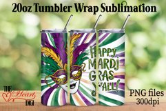 Happy Mardi Gras 20oz Tumbler PNG, Mardi Gras Tumbler Wrap Product Image 1