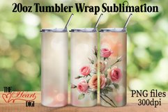Bokeh Rose Flowers 20oz Tumbler PNG, Floral Tumbler PNG Product Image 1