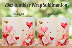 Cute Valentines Day 20oz Tumbler PNG, Cute Watercolor Hearts Product Image 2